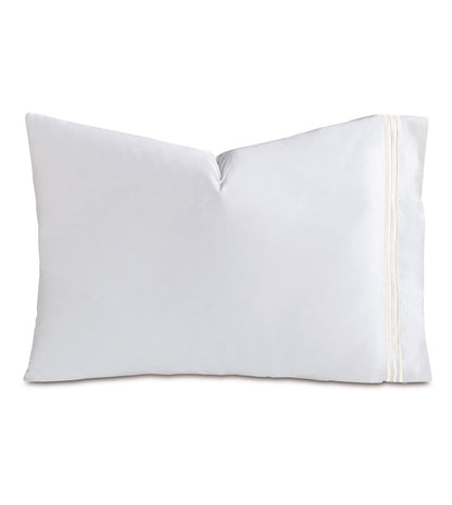Tessa Satin Stitch Pillowcase in White/White