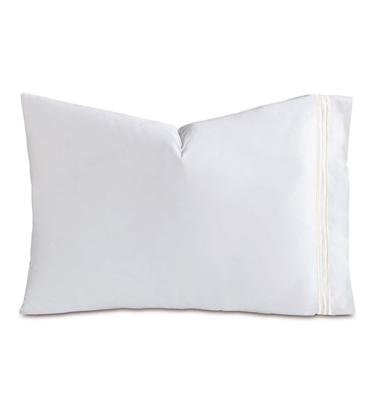 Tessa Satin Stitch Pillowcase in White/White
