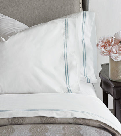 Enzo Satin Stitch Sheet Set in Lake