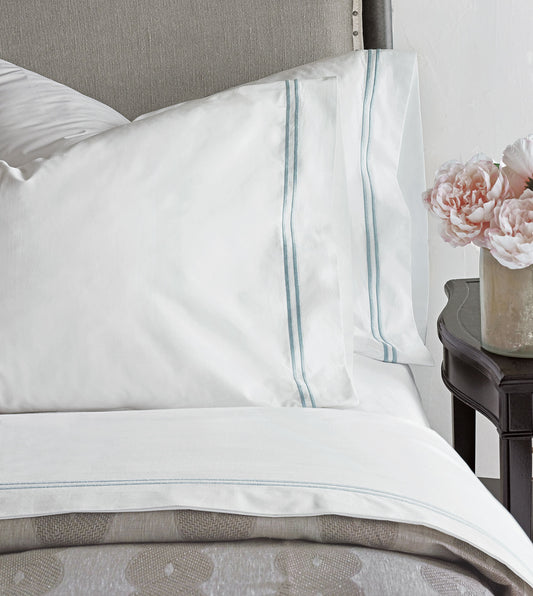 Enzo Satin Stitch Sheet Set in Lake