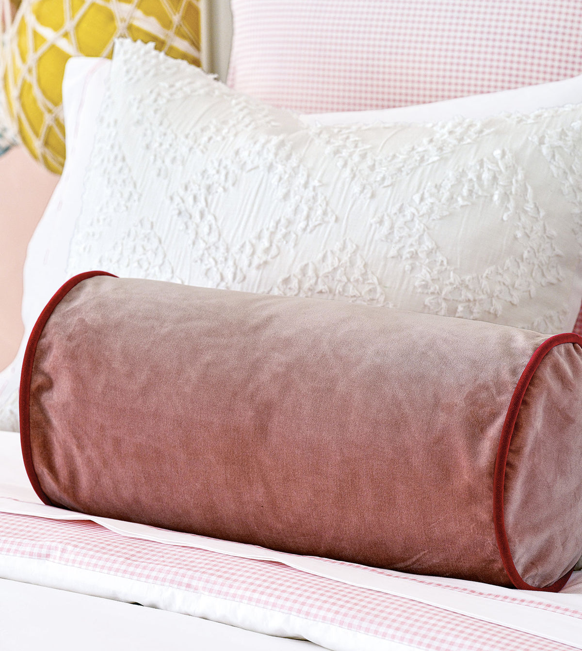 Uma Velvet Bolster in Pink