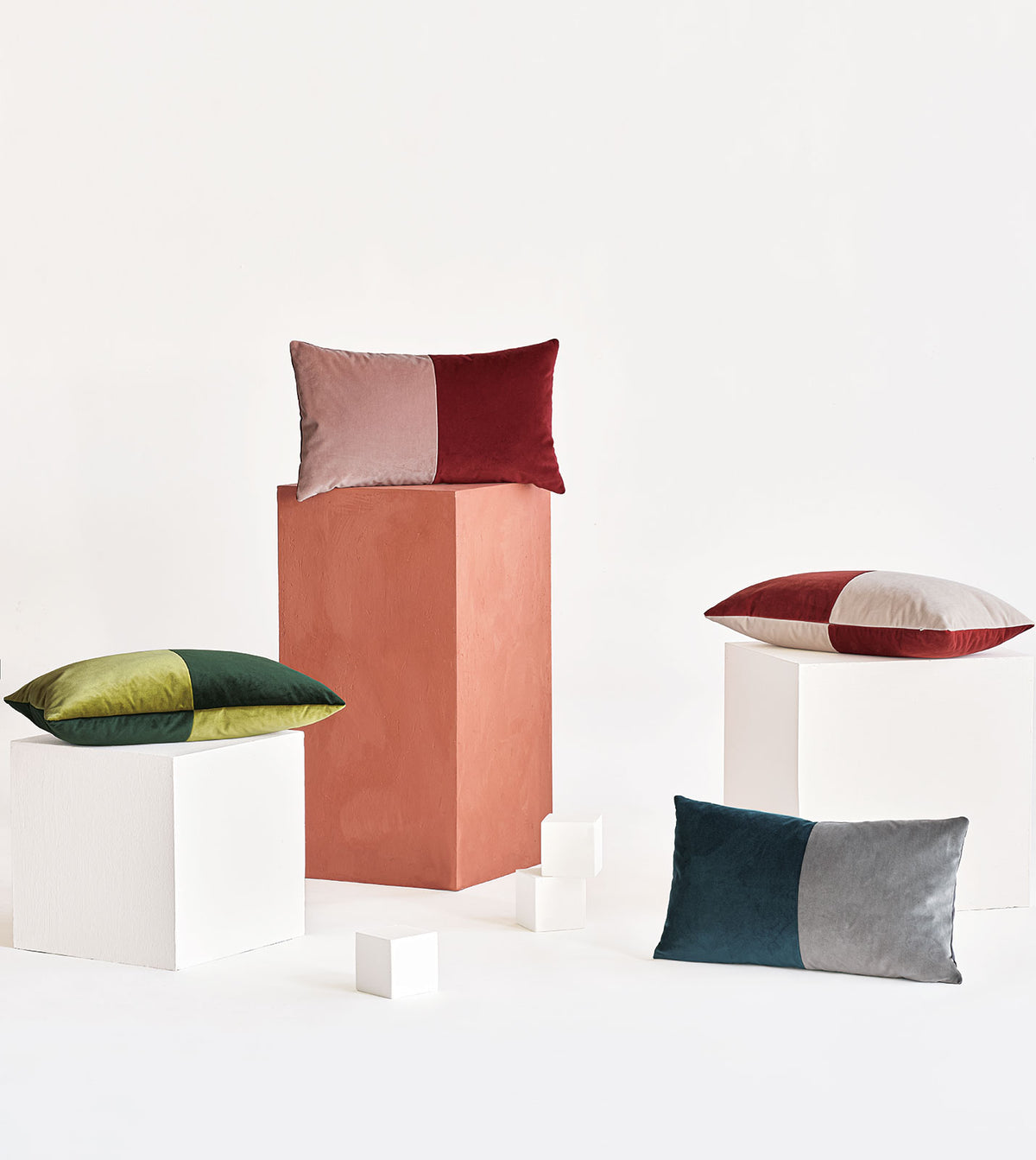 Uma Colorblock Decorative Pillow in Scarlet