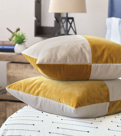 Uma Colorblock Decorative Pillow in Mustard