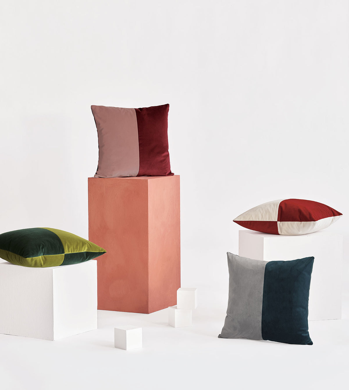 Uma Colorblock Decorative Pillow in Scarlet