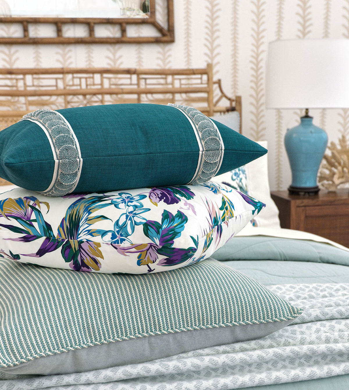 Malta Textured Border Decorative Pillow