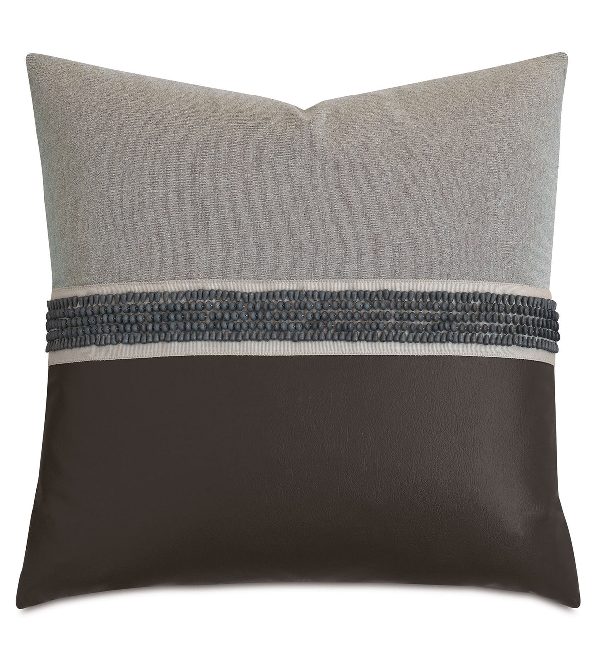 Sheldon Beaded Border Decorative Pillow in Granite
