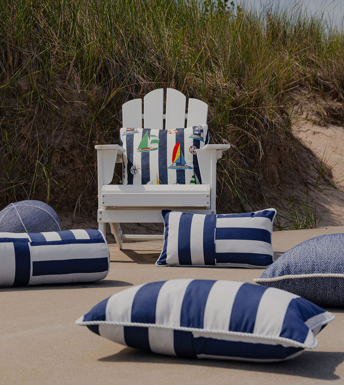 RIPTIDE STRIPED DECORATIVE POLLOW IN INDIGO