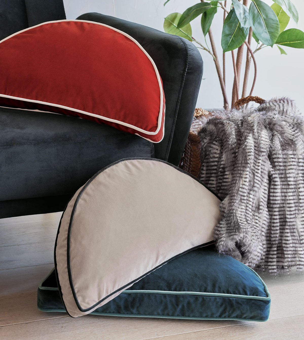 Uma Demilune Decorative Pillow in Khaki