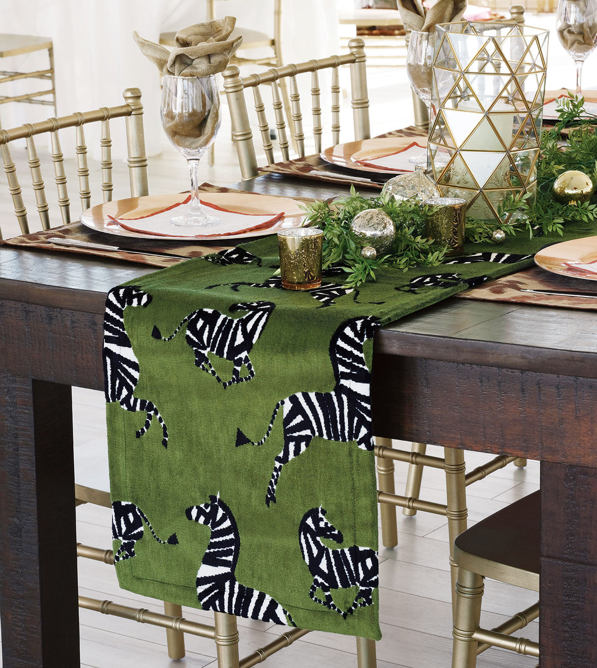 Tenenbaum Zebra Table Runner in Sage