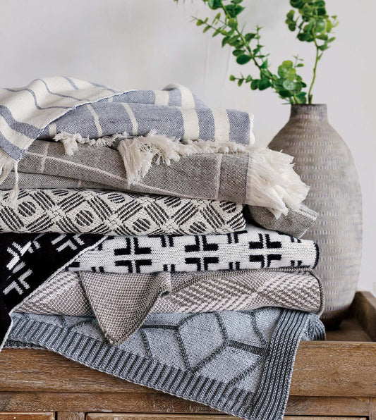 Stafford Diamond Knit Throw In Taupe