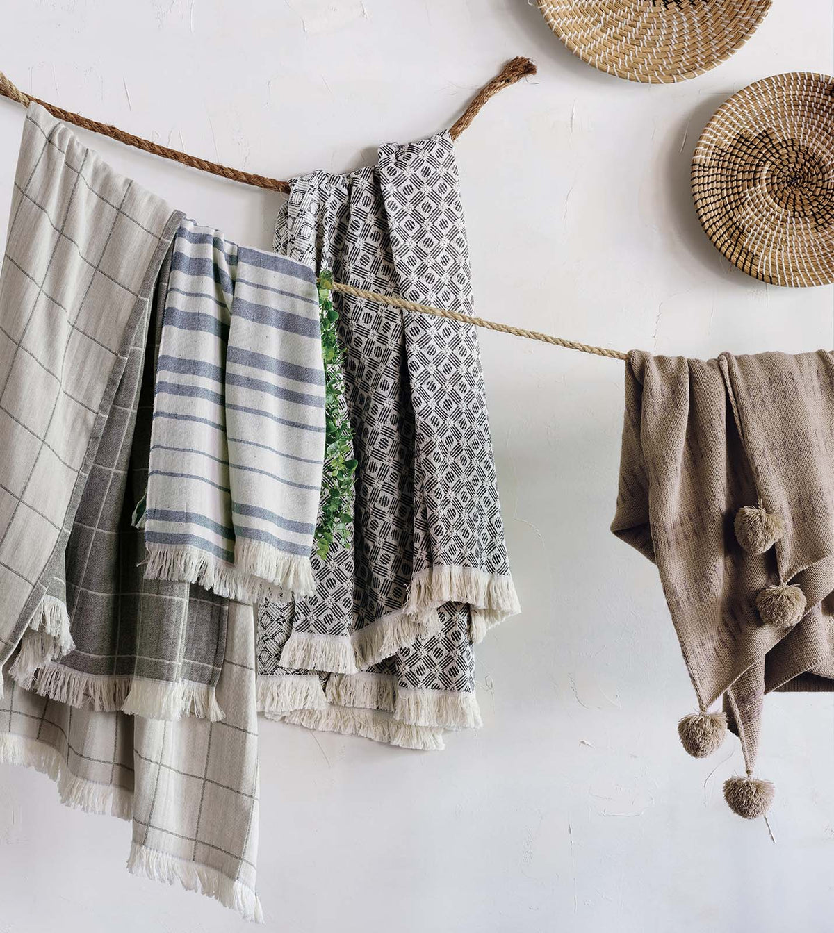 Row Striped Throw In Blue