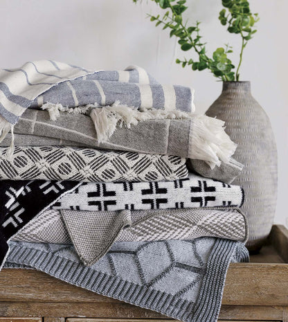 Row Striped Throw In Blue