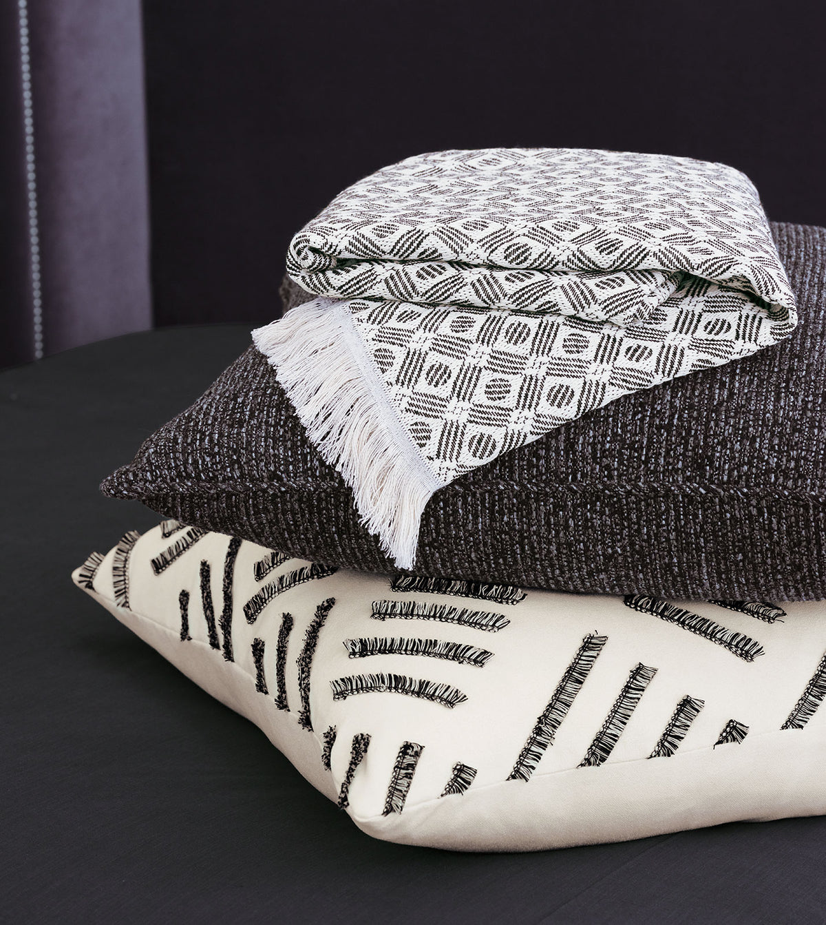 Carnaby Modern Birds Eye Throw In Black